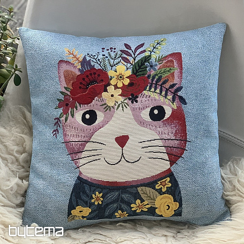 Tapestry pillowcase CAT IN BLUE