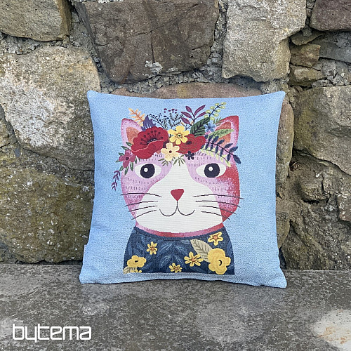 Tapestry pillowcase CAT IN BLUE