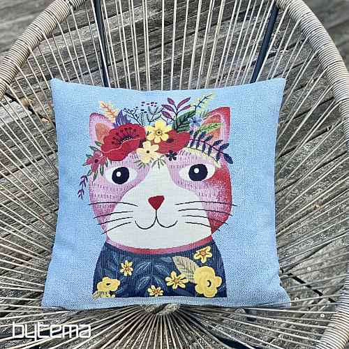 Tapestry pillowcase CAT IN BLUE