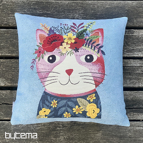 Tapestry pillowcase CAT IN BLUE