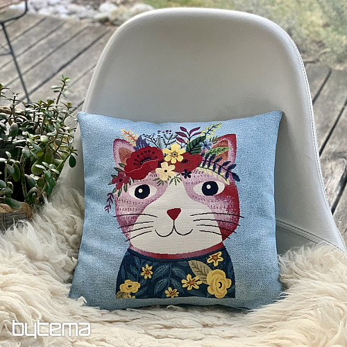 Tapestry pillowcase CAT IN BLUE