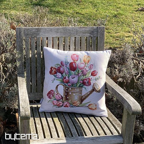 Tapestry pillowcase WATERING POT FULL OF TULIPS