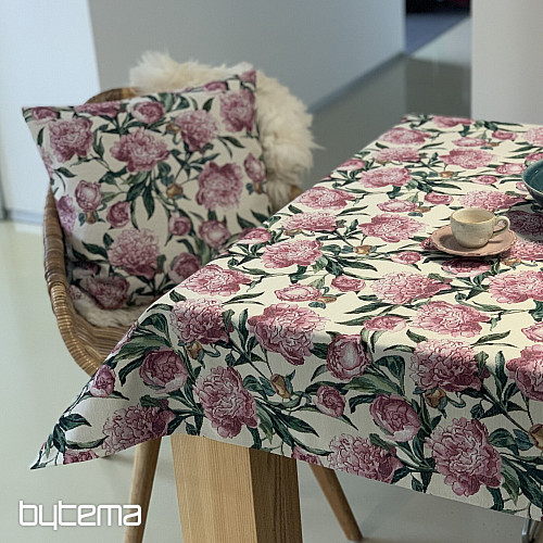 Tablecloth and scarf PEONIES