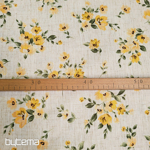 Decorative fabric FLOWERS LINO yellow