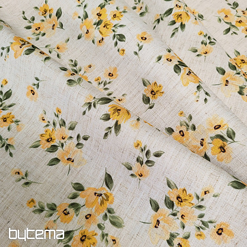 Decorative fabric FLOWERS LINO yellow