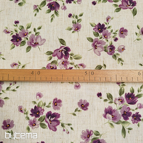 Decorative fabric FLOWERS LINO purple