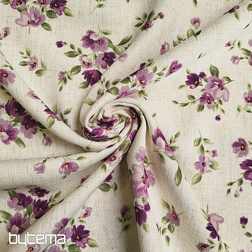 Decorative fabric FLOWERS LINO purple