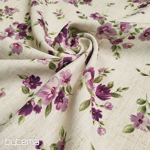 Decorative fabric FLOWERS LINO purple