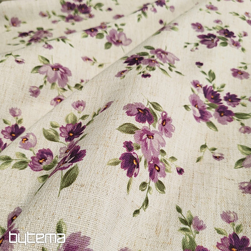 Decorative fabric FLOWERS LINO purple