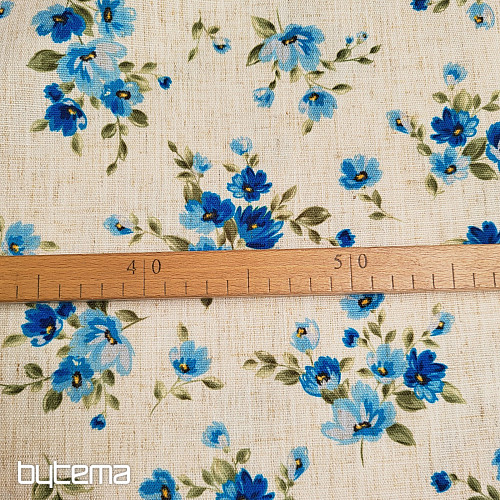 Decorative fabric FLOWERS LINO blue