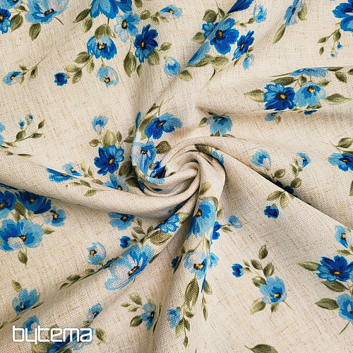 Decorative fabric FLOWERS LINO blue