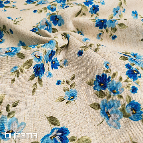 Decorative fabric FLOWERS LINO blue
