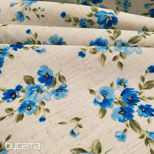Decorative fabric FLOWERS LINO blue