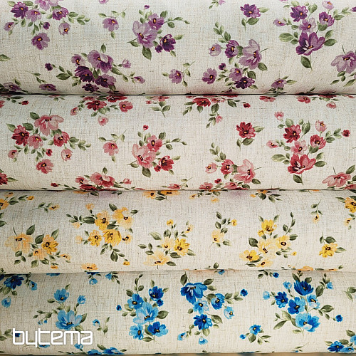 Decorative fabric FLOWERS LINO blue