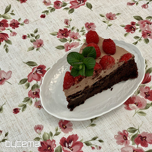 Tablecloth and scarf FLOWERS LINO red