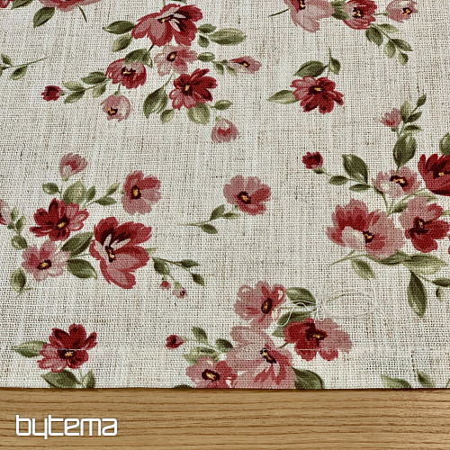 Tablecloth and scarf FLOWERS LINO red