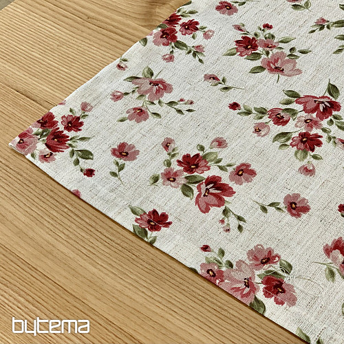 Tablecloth and scarf FLOWERS LINO red