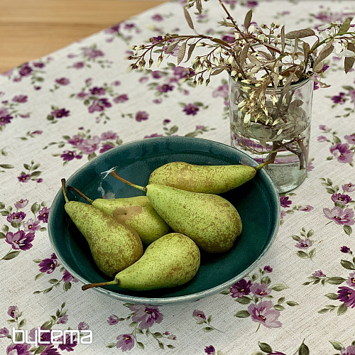 Tablecloth and scarf FLOWERS LINO purple
