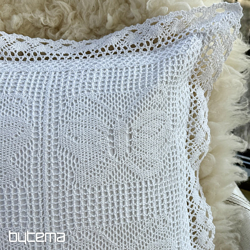 Decorative pillowcase LACE BUTTERFLY white