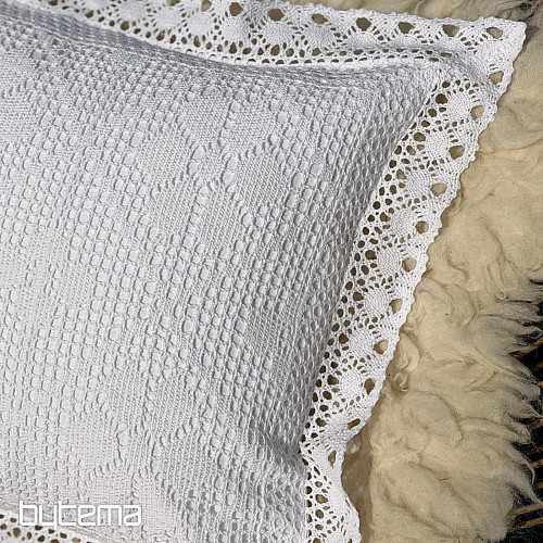 Decorative pillowcase LACE FLOWERS white