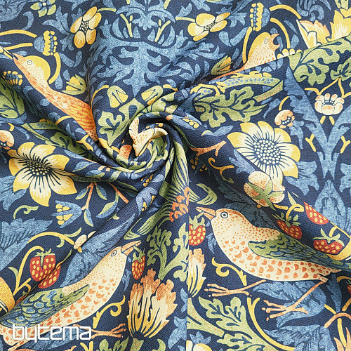 Decorative fabric BIRDS AND STRAWBERRIES