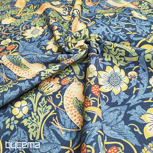 Decorative fabric BIRDS AND STRAWBERRIES