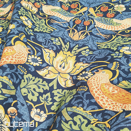 Decorative fabric BIRDS AND STRAWBERRIES