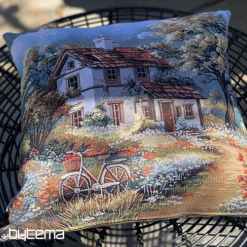 Tapestry pillowcase HOUSE AND BIKE