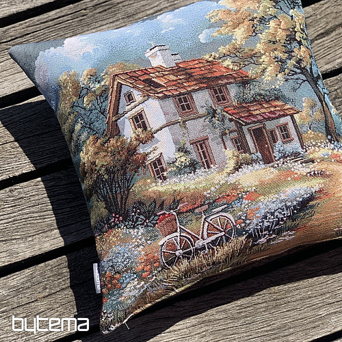 Tapestry pillowcase HOUSE AND BIKE