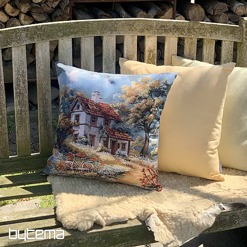 Tapestry pillowcase HOUSE AND BIKE