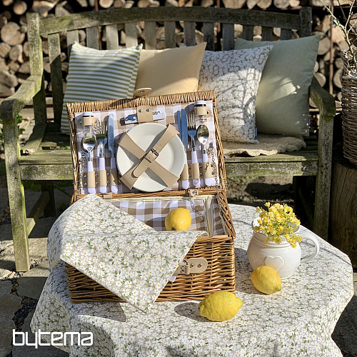 Decorative fabric WHITE FLOWERS
