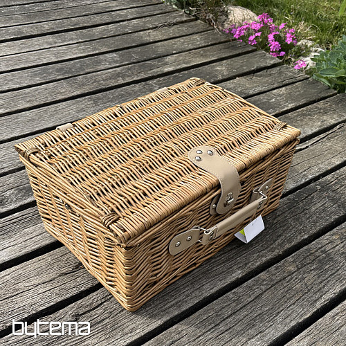 Picnic basket GARDEN beige checkered for 4 people