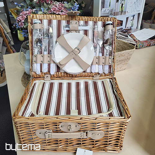 Picnic basket GARDEN brown stripe - brown for 2 people