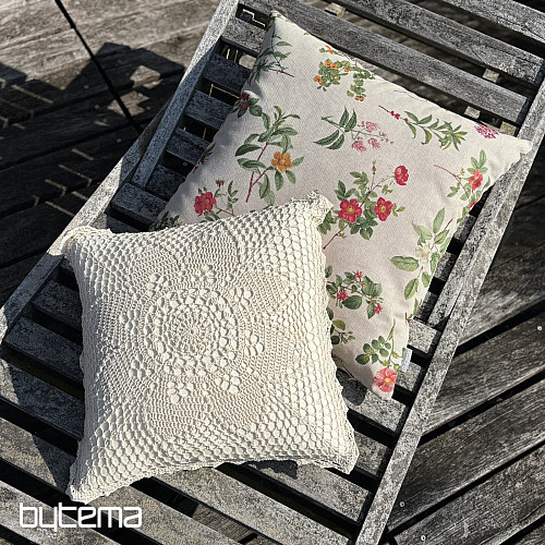 Lace decorative cover FLOWER beige