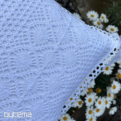 Lace decorative cover FLOWERS small white
