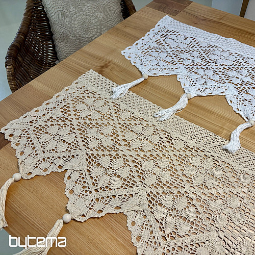 Finished stained glass curtain CROCHET LACE BEIGE