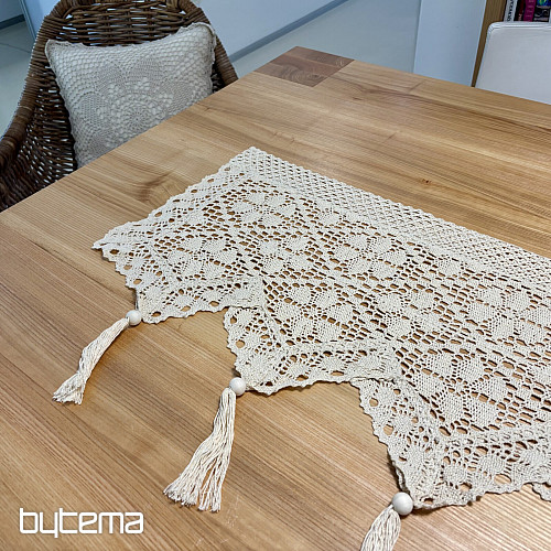Finished stained glass curtain CROCHET LACE BEIGE