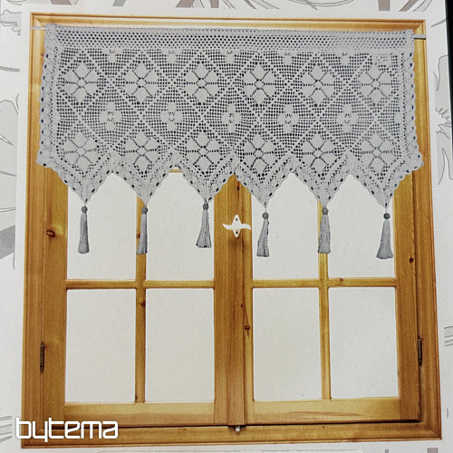 Finished stained glass curtain CROCHET FLOWERS WHITE