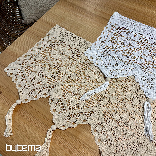 Finished stained glass curtain CROCHET FLOWERS WHITE