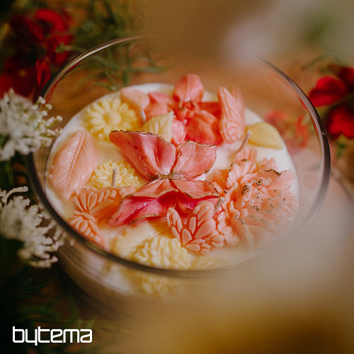 BUTTERFLY SYMPHONY scented flower candle with lid