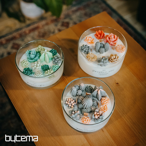 DESERT FLOWER scented flower candle with cacti