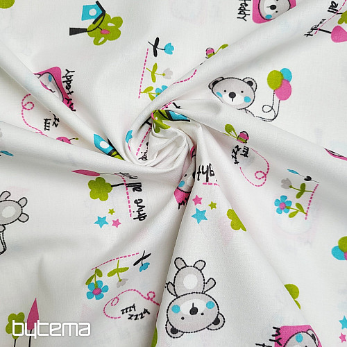 Children&#39;s fabric TEDDY BEAR pink green