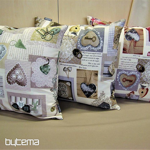 Decorative fabric SHABBY HEART beige
