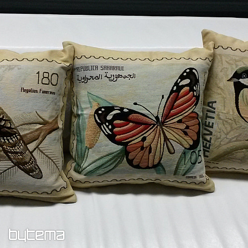 Decorative pillowcase POST STAMP BIRDS