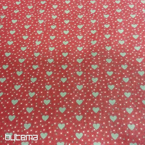 Cotton fabric MINI HEART red combination 04