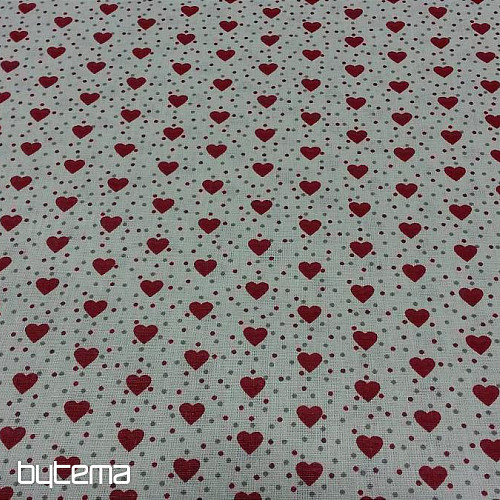 Cotton fabric MINI HEART red combination 04