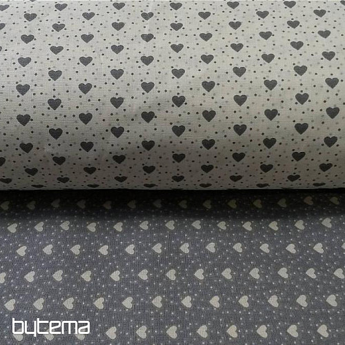 Cotton fabric MINI HEART 05 grey combination
