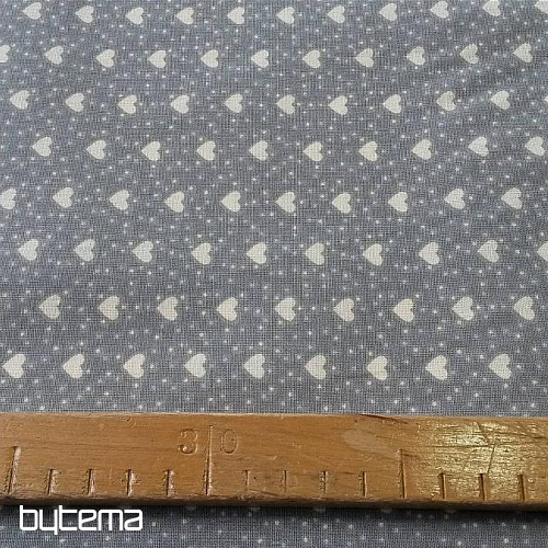 Cotton fabric MINI HEART 05 grey combination