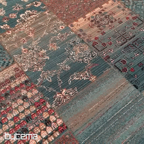 Luxurious woolen carpet ROYAL PATCHWORK green