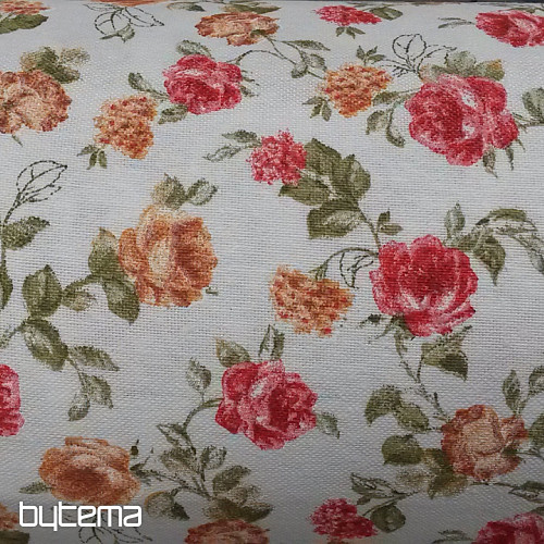 Decorative fabric ESTER roses red combination